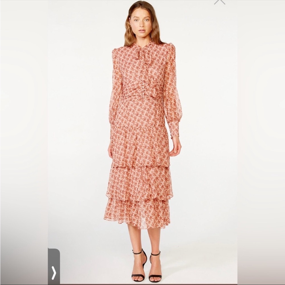 Bardot Pink Lainey Floral Dress Long Sleeve